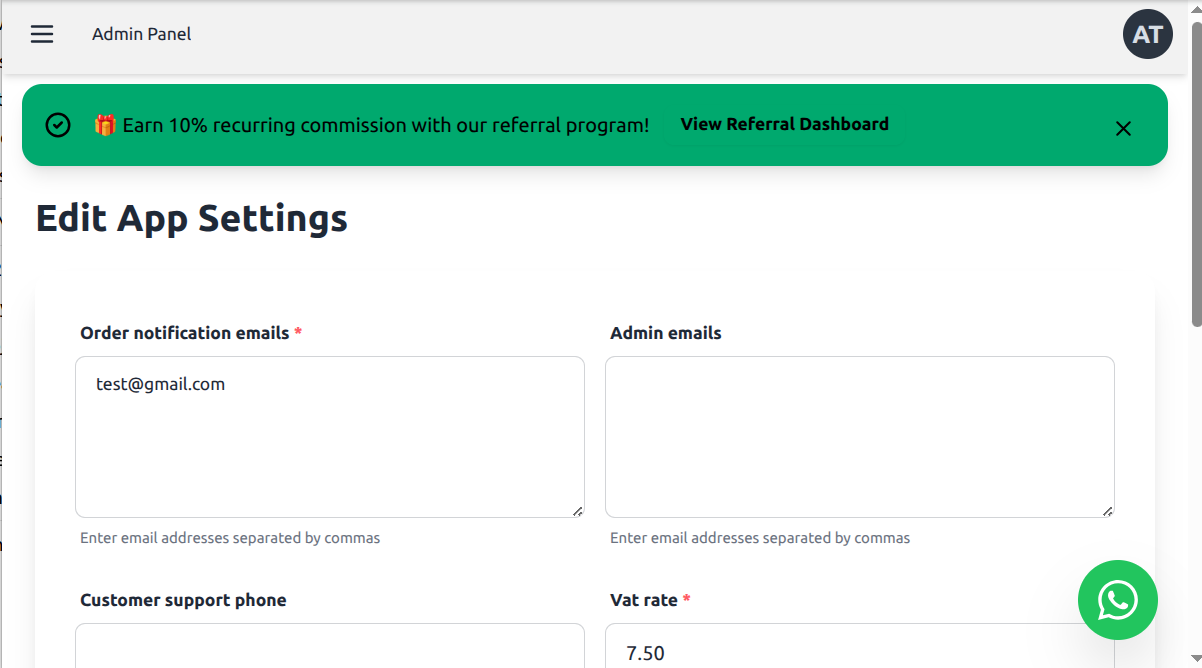 App Settings - Default Country Field