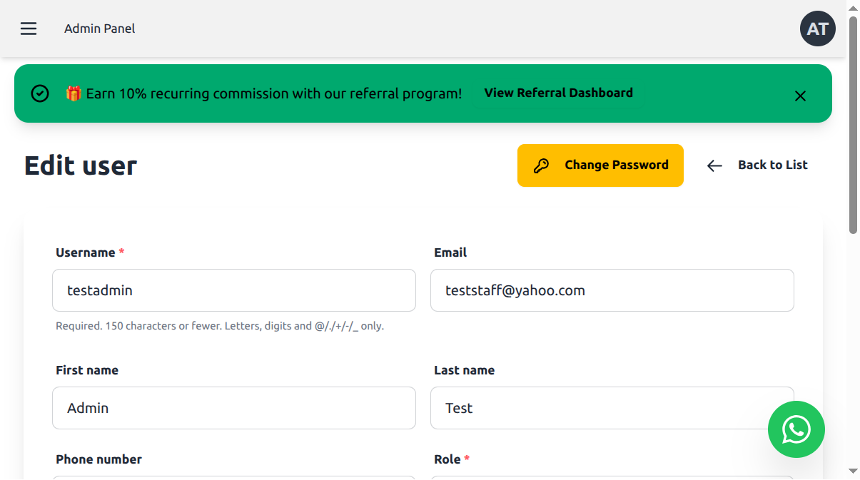 User Edit Form - Countries Field